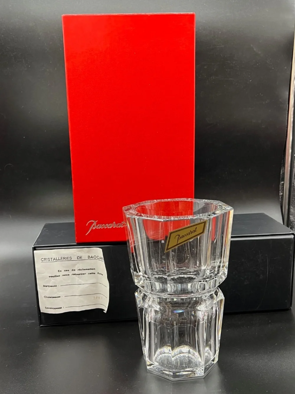 Vintage Baccarat Edith, Heavy Cut Crystal Vase in Original Box